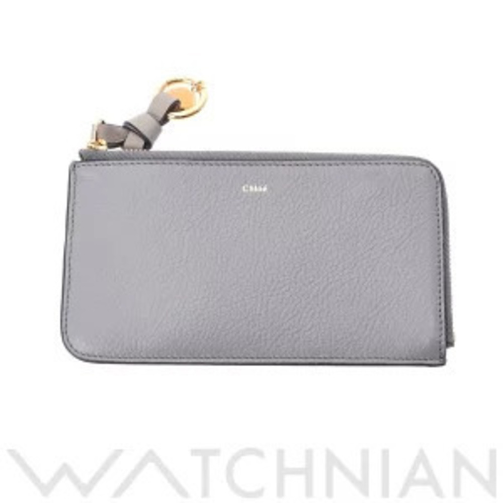 Chloe Alphabet Keyring Coin Purse Gray Leather Case